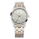 Titan Quartz Analog with Date Silver Dial Two Toned Silver & Rose Gold Men's Watch NT1823KM01