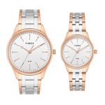 TIMEX Silver Rose Gold Pair's Watch TW00PR359