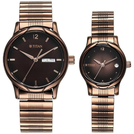 Titan Stainless Steel Brown Men's Watch 15802490QM01