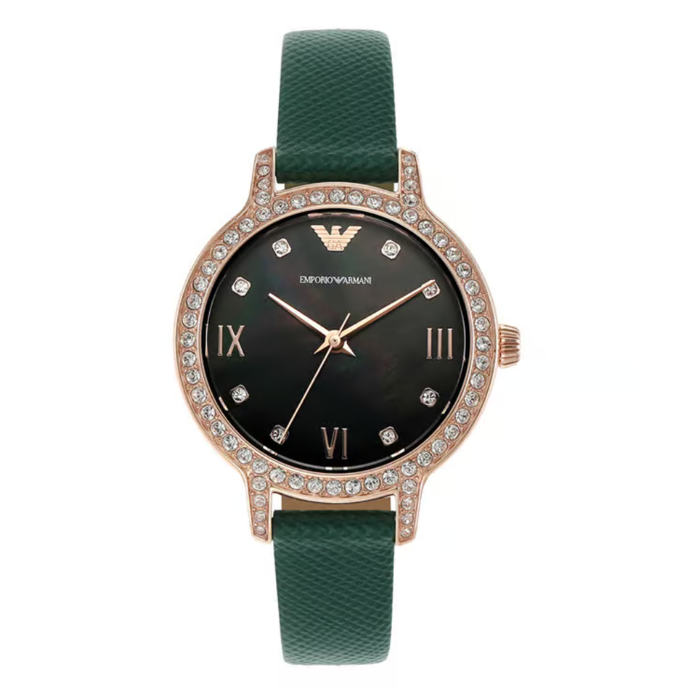 Emporio Armani Cleo Green Leather Women's Watch AR11577