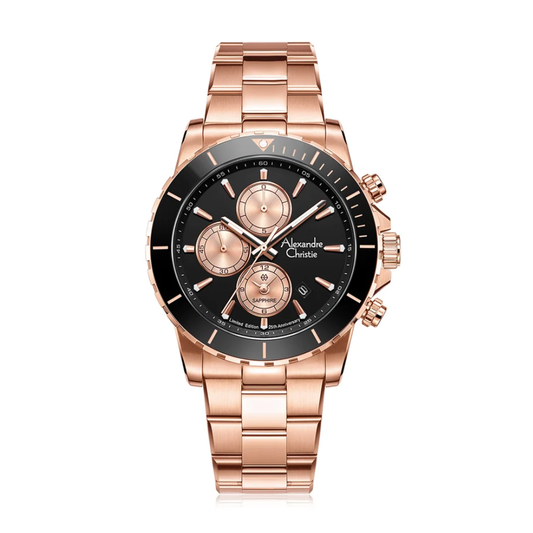 Alexandre Christie 25th Anniversary Rose Gold Men's Chronograph Watch 6141XXVMRGBA