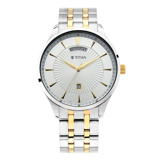 Titan Regalia Opulent Silver Two Toned Silver and Gold Men's Watch NT90127BM01