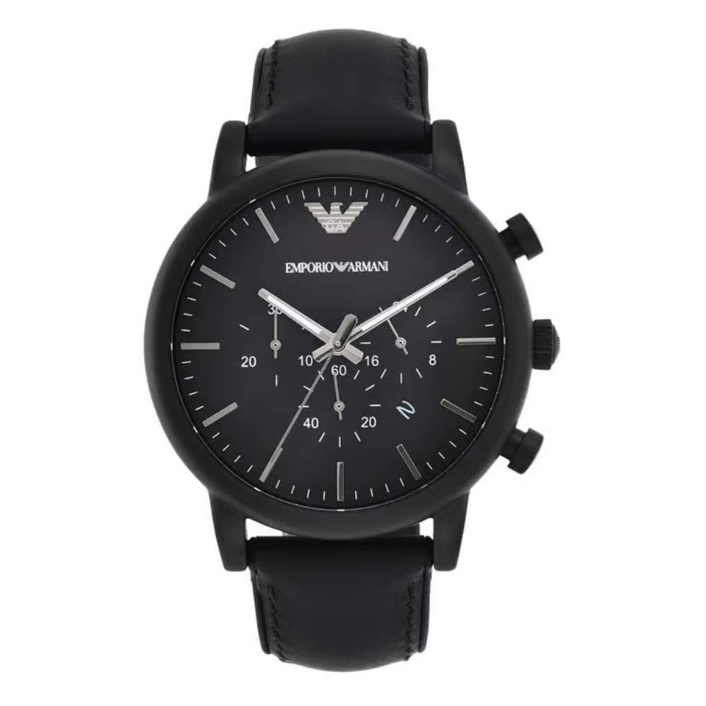 Emporio Armani Luigi Black Dial Chronograph Men Leather Watch AR1970