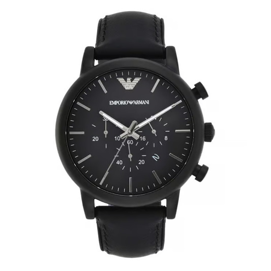 Emporio Armani Luigi Black Dial Chronograph Men Leather Watch AR1970