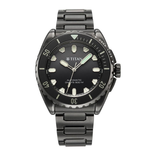 Titan Zero Hour Diver's Certified 500m Automatic Black Men's Watch 10071QM01