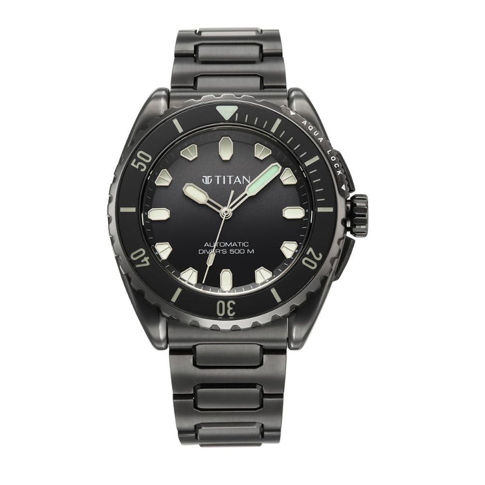 Titan Zero Hour Diver's Certified 500m Automatic Black Men's Watch 10071QM01