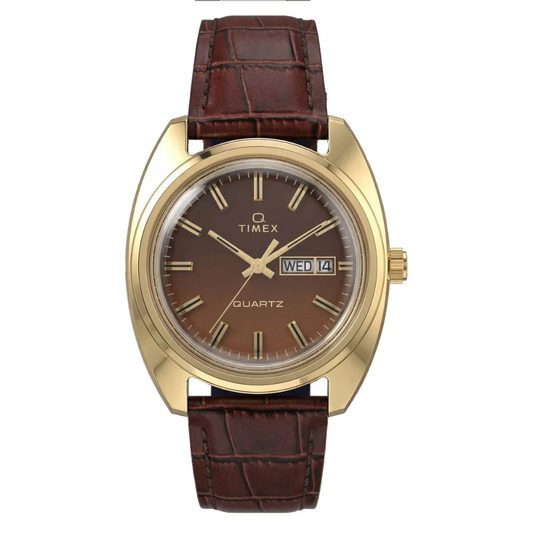 Timex Q Round 37mm Brown Dial Analogue Men's Watch - TW2Y87200UJ