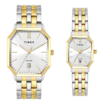 Timex Pair Silver Gold Unisex Watch TW00PR354