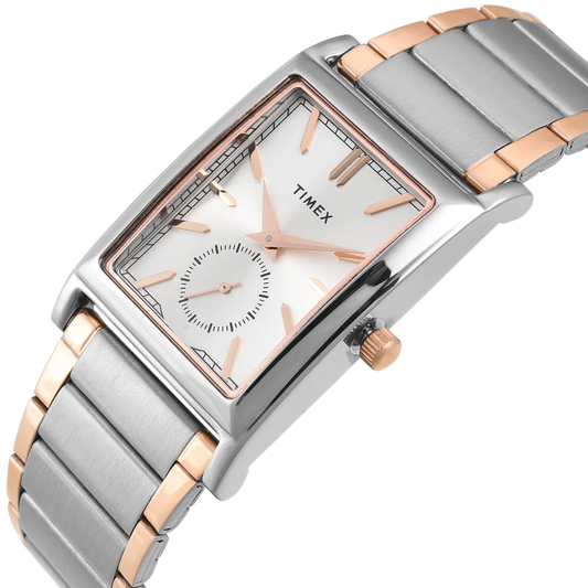 TIMEX Silver Tone Rectangle Dial Analog Silver Tone Men's Watch TW000L525
