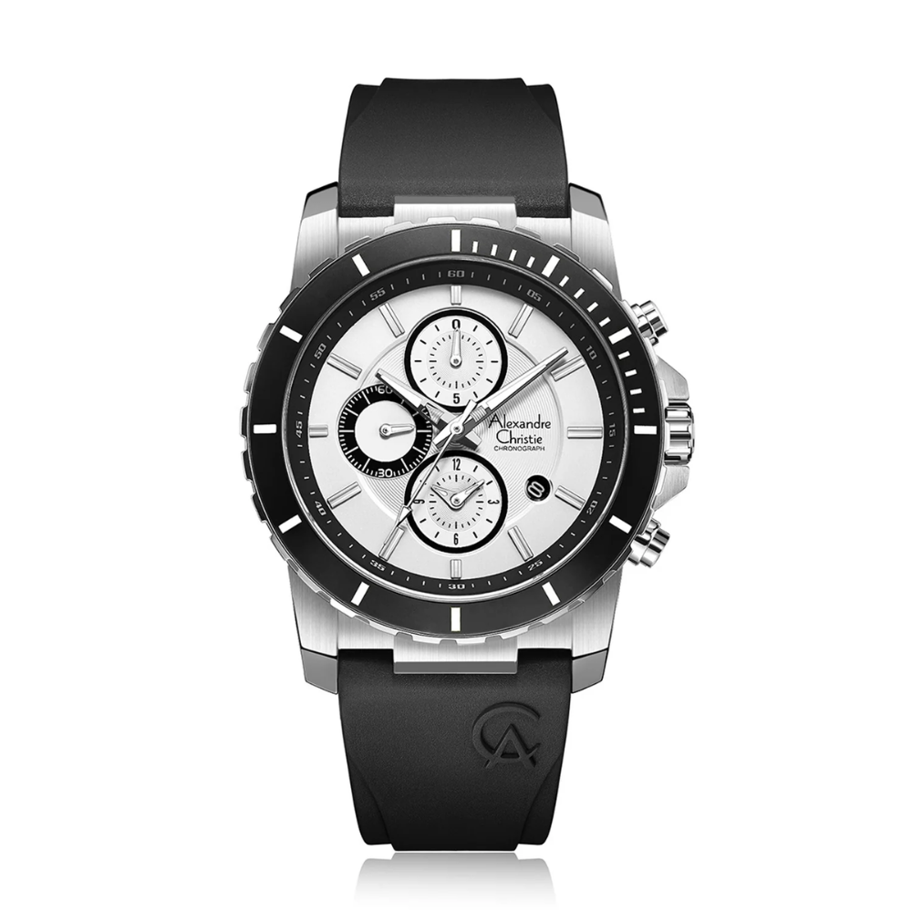 Alexandre Christie Gridline Chrono White Men's Watch 6141MCRSSSL