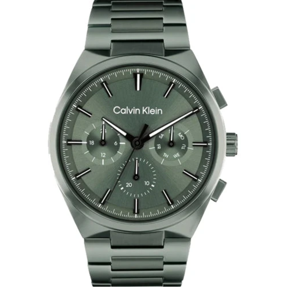 Calvin Klein Distinguish Men's Green Dial Multi-Function Stainless Steel Watch 25200535