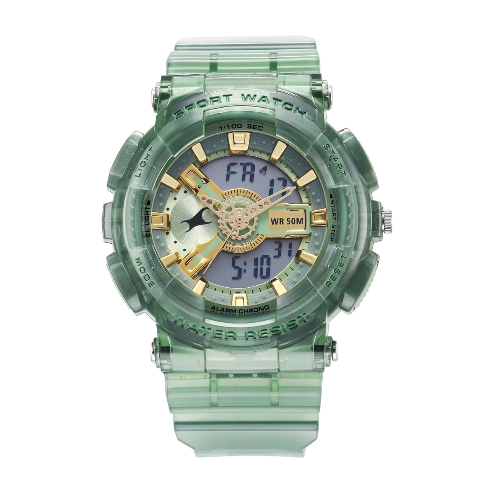 Fastrack Street Style Translucent Green Guys Watch 38116PP01