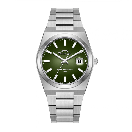 Slazenger 3H-Date Dark Green Dial Men's Metal Strap Watch SL.09.2636.1.371