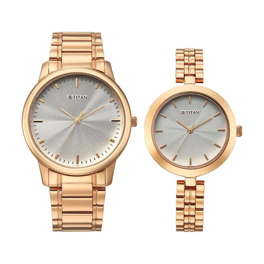 Titan Bandhan Eternal Rose Gold Couple Watch 19692969WM01