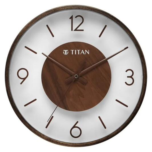 Titan Glass-Wood Fusion Brown Dial Wall Clock W0089WA01