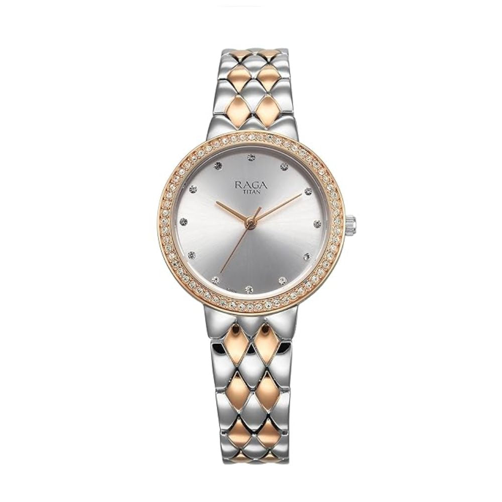 Titan Raga Showstopper Two Toned Silver & Rose Gold Women's Watch 95282KM01