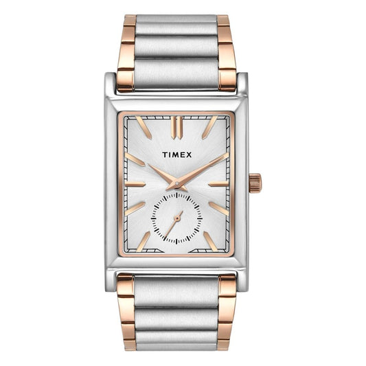 TIMEX Silver Tone Rectangle Dial Analog Silver Tone Men's Watch TW000L525
