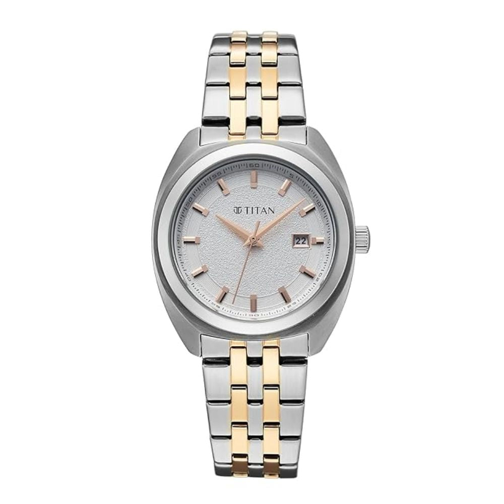 Titan Work Essentials Silver & Rose Gold Women's Watch 95377KM01
