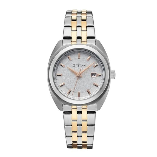 Titan Work Essentials Silver & Rose Gold Women's Watch 95377KM01