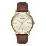 Emporio Armani Minimalist Cream Dial Men's Quartz Analog Leather Watch AR11610