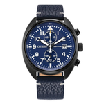 CITIZEN Quartz Blue Dial Men's Leather Strap Watch CA7048-08L