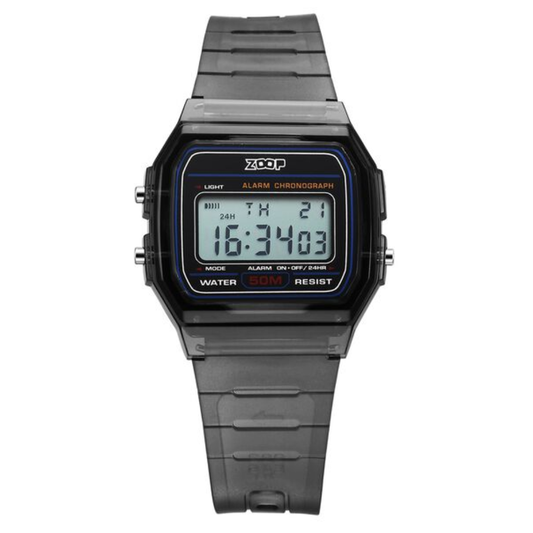 Zoop Transparent Digital Watch with Black Dial & Black Strap for Girls Kids 16049PP01