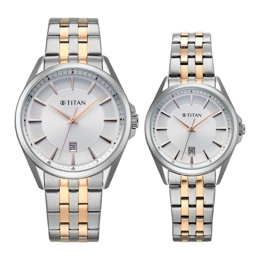 Titan Modern Bandhan Pair Dual Tone Rose Gold Couples Watch 9401594215KM01
