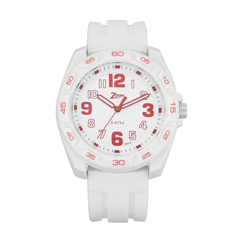 Zoop Analog White Dial White Strap Boys Watch NP16016PP03