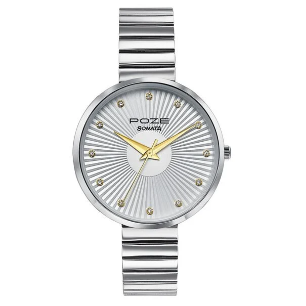 Sonata Poze White Dial Women's Watch SP80093SM01