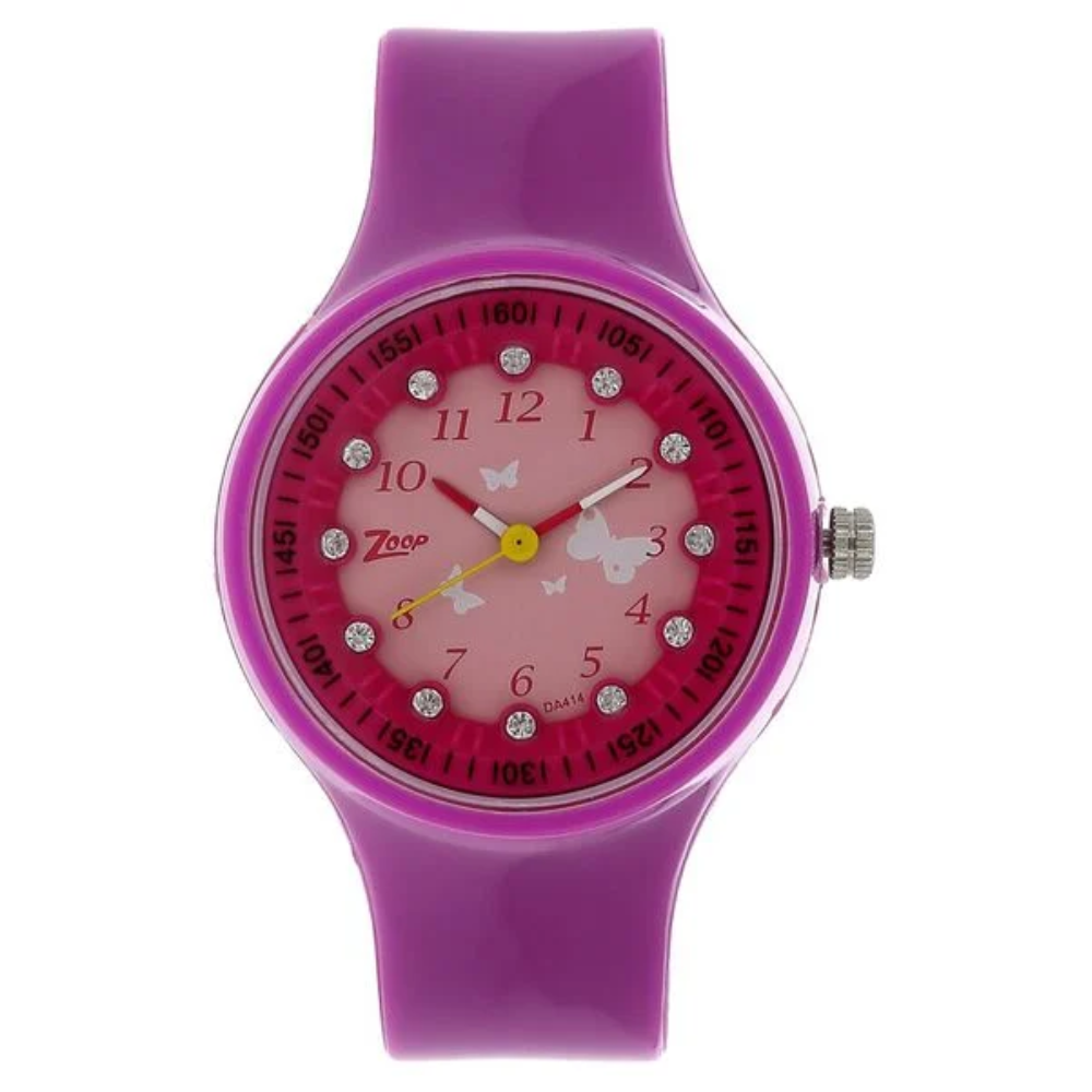 Zoop Pink Dial Purple Strap Girls Kids Analog Watch C4038PP03