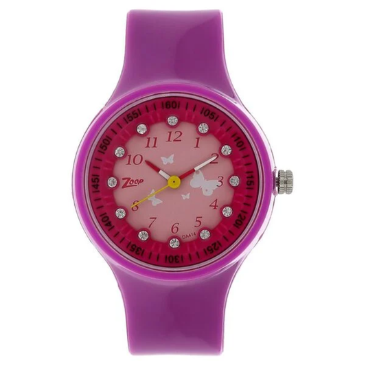 Zoop Pink Dial Purple Strap Girls Kids Analog Watch C4038PP03