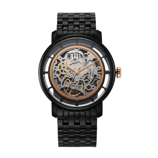 Titan Mechanical Slimline Black Men's Watch 90158KM01