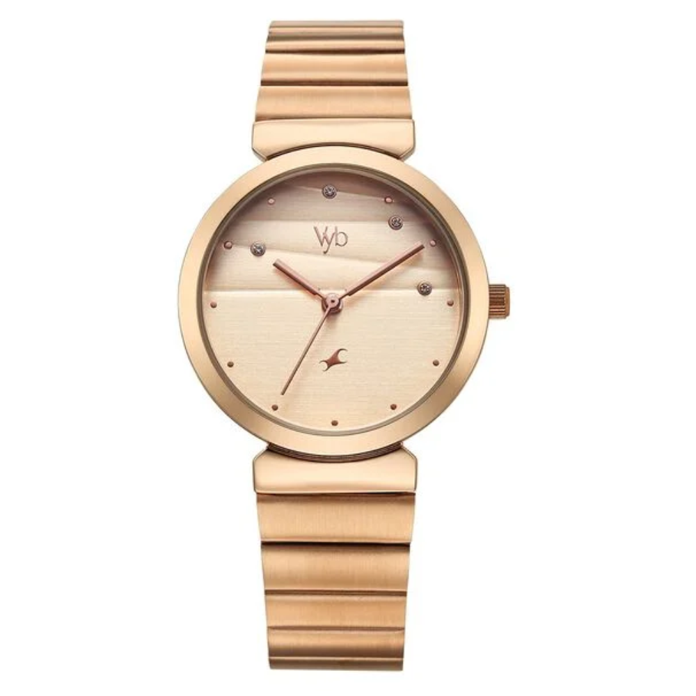 Fastrack Vyb Charmer Rose Gold Dial Girls' Watch FV60078WM02