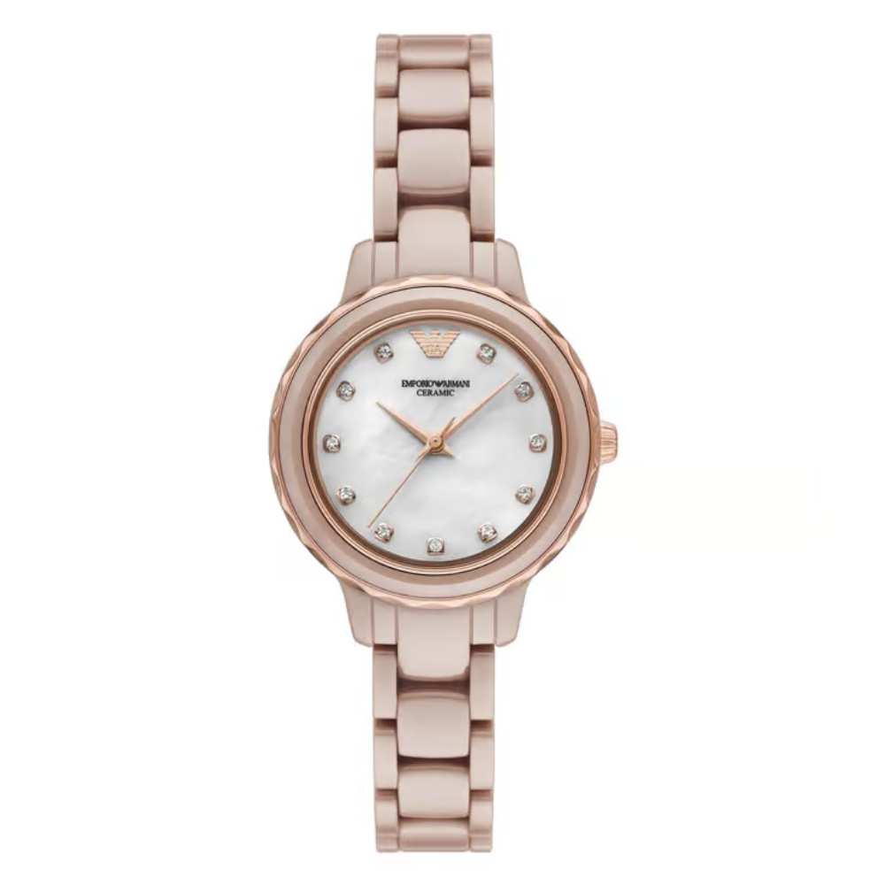 Emporio Armani Mother Of Pearl Dial Women's Analog Ceramic Watch AR70018
