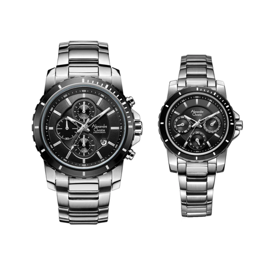 Alexandre Christie Chronograph Black Couple's Watch 6141MCBFBTBBA