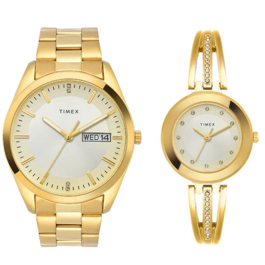 Timex Pairs Beige Round Analog Dial Women Watch TW00PR307