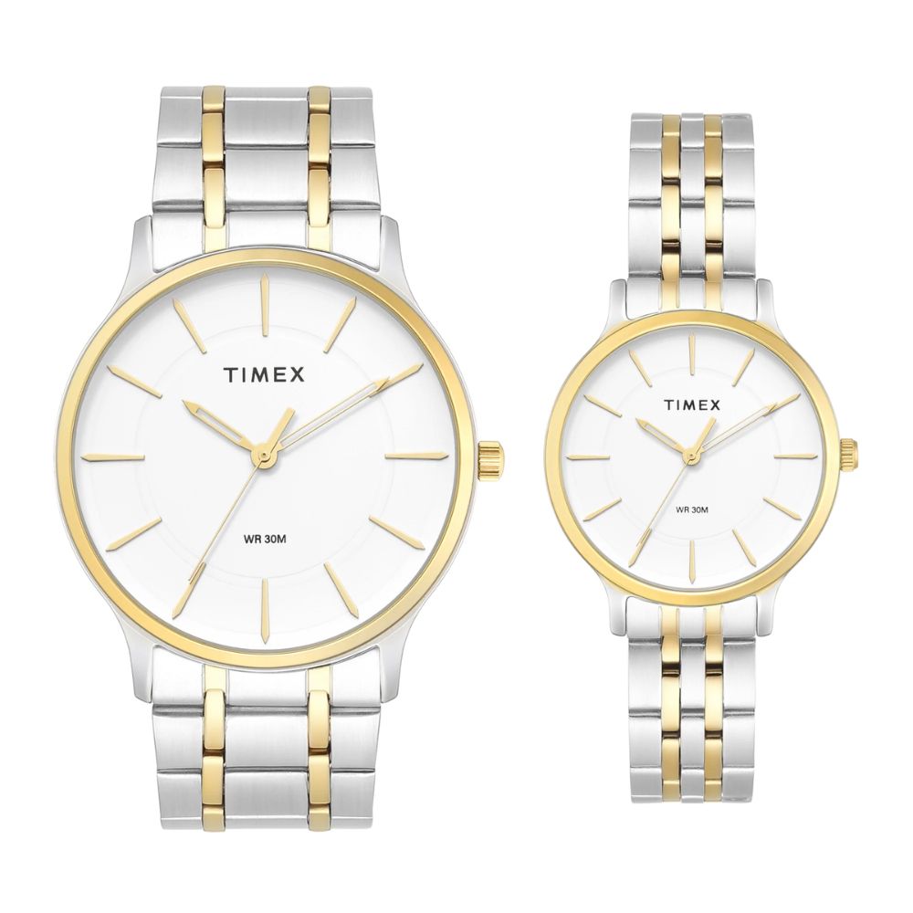 Timex Round 42mm White Dial Pair Watch TW00PR363