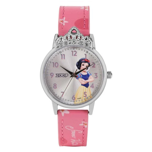 Zoop Disney Snow White Analog Watch with Silver Dial & Pink Strap for Girls 26052SL01