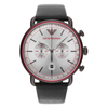 Emporio Armani Silver Dial Men's Chronograph Leather Watch AR11384