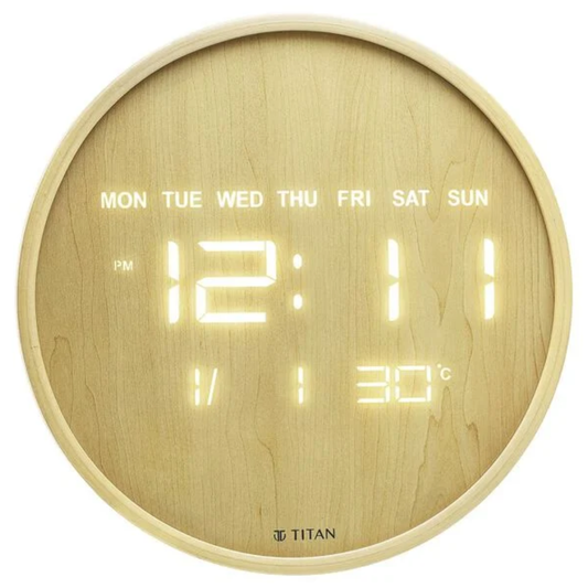 Titan Wood-Grain Brown Dial Digital Clock NTW0082WD01