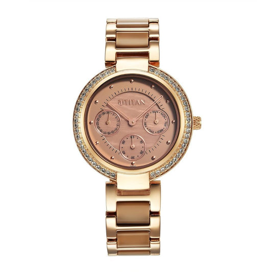 Titan Acetate Taupe Brown Women's Watch 95187KD03