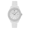 Emporio Armani Leo Silver Dial Women's Analog Ceramic Watch AR70014