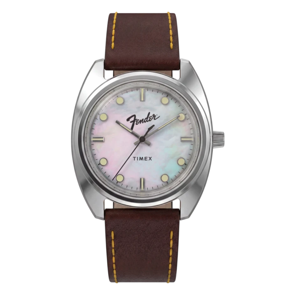 Fender x Timex Mother of Pearl Dial Leather Strap Watch TW6A14700X6