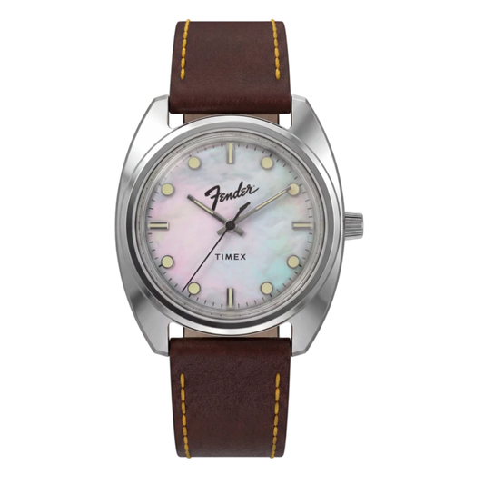 Fender x Timex Mother of Pearl Dial Leather Strap Watch TW6A14700X6