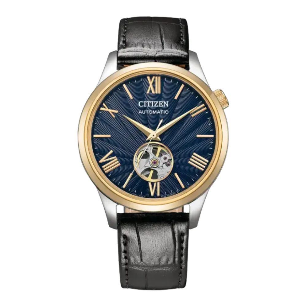 Citizen Mechanical Blue Dial Men's Automatic Leather Watch NH9136-02L