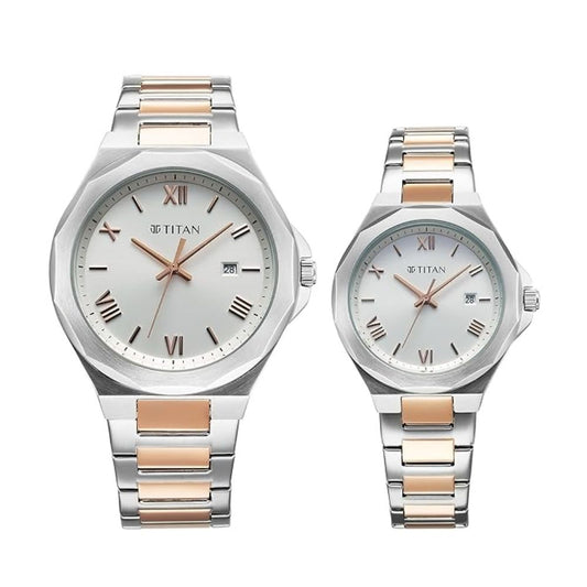 Titan Modern Bandhan Silver Pair Watch 9401094210KM01