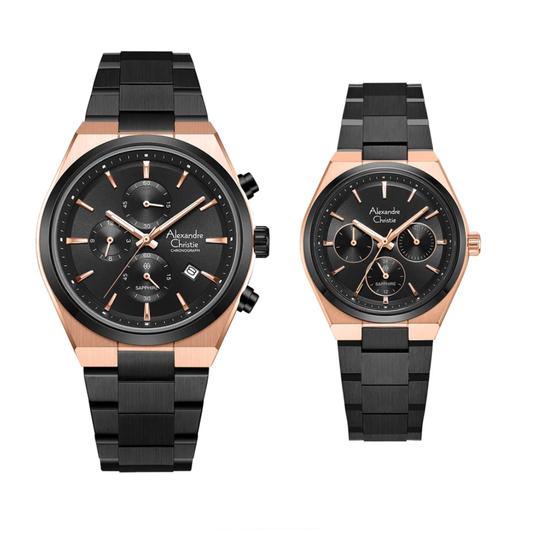 Alexandre Christie Black Couple's Watch 8697MCBFBRBA