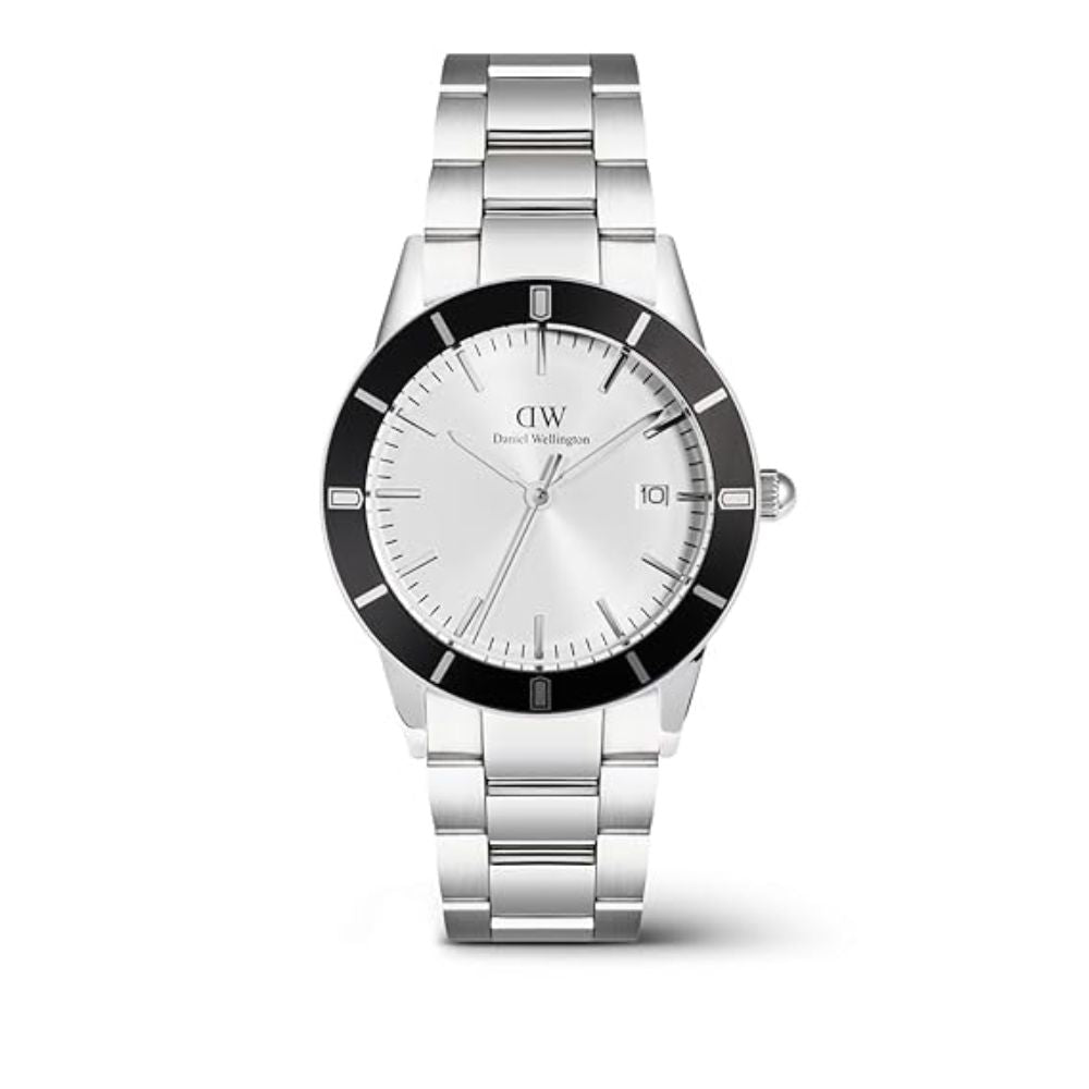 Daniel Wellington Index Bezel Analogue Silver White Sunray Men's Watch DW00100819K