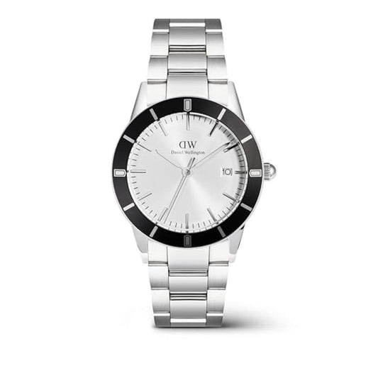 Daniel Wellington Index Bezel Analogue Silver White Sunray Men's Watch DW00100819K
