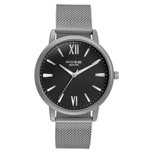 Sonata Poze Black Dial Men's Watch SP70039KM03W